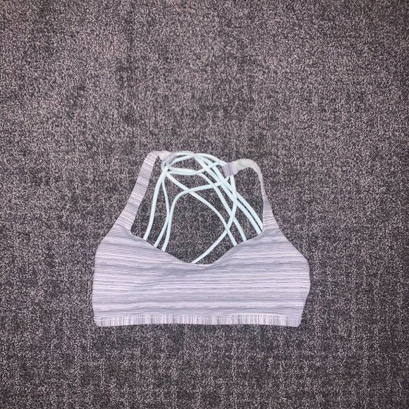 lululemon sports bra, thin cross back, teal and gray/ size 4 - Picture 1 of 2